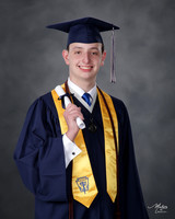Cap & Gown Scroll on shoulder one hand